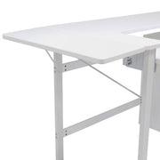 Pro Line Sewing Machine and Office Desk with Fold-Down Top, Height Adjustable Platform, Drawer and Storage Cabinet