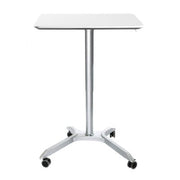 Seville Classics AIRLIFT XL 28" Pneumatic Sit-Stand Adjustable Rolling Desk Cart, White Silver