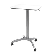 Seville Classics AIRLIFT XL 28" Pneumatic Sit-Stand Adjustable Rolling Desk Cart, White Silver