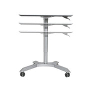 Seville Classics AIRLIFT XL 28" Pneumatic Sit-Stand Adjustable Rolling Desk Cart, White Silver