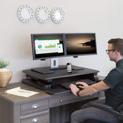 Seville Classics Airlift Pneumatic Sit Stand Desktop Workstation Converter Desk, Choose a Color