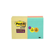 Post-it Super Sticky Notes, 4" x 6", Assorted Colors, Lined, 8 Pack, 800 Total Sheets
