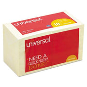 Universal Self-Stick Note Pads, 3 x 3, Yellow, 100-Sheet, 18/Pack