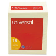 Universal Self-Stick Note Pads, 3 x 5, Yellow, 100-Sheet, 18/Pack