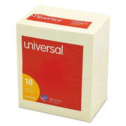 Universal Self-Stick Note Pads, 3 x 5, Yellow, 100-Sheet, 18/Pack