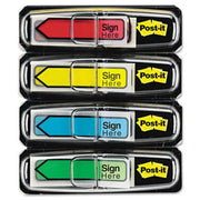 Post-it Flags - Arrow Message 1/2" Flags - "Sign Here" - 4 Colors w/Dispensers - 120/Pack