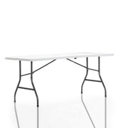 Cosco Deluxe 6' x 30" Fold-in-Half Blow Molded Folding Table, White Speckle