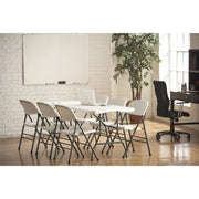 Cosco Deluxe 6' x 30" Fold-in-Half Blow Molded Folding Table, White Speckle