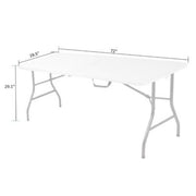 Cosco Deluxe 6' x 30" Fold-in-Half Blow Molded Folding Table, White Speckle