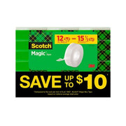 Scotch Magic Tape, 3/4" x 1296", 12 Refill Rolls/Pack