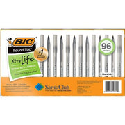 BIC Round Stic Xtra Life, Medium Point, 96 ct., Black