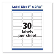 Avery Easy Peel White Address Labels w/ Sure Feed Technology, Inkjet Printers, 1 x 2.63, White, 30/Sheet, 25 Sheets/Pack