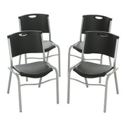 Lifetime Plastic Stacking Chair /Black & Silver - Commercial