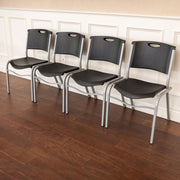 Lifetime Plastic Stacking Chair /Black & Silver - Commercial