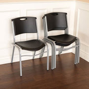 Lifetime Plastic Stacking Chair /Black & Silver - Commercial