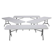 Lifetime Combo - (4) 8' Commercial Grade Non-Nesting Folding Tables and (32) Folding Chairs, White Granite