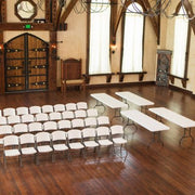 Lifetime Combo - (4) 8' Commercial Grade Non-Nesting Folding Tables and (32) Folding Chairs, White Granite