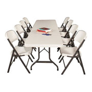 Lifetime Combo - (4) 8' Commercial Grade Non-Nesting Folding Tables and (32) Folding Chairs, White Granite