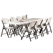 Lifetime Combo - (4) 8' Commercial Grade Non-Nesting Folding Tables and (32) Folding Chairs, White Granite