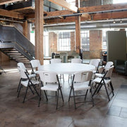 Lifetime 72" Round Commercial Grade Folding Table, White Granite