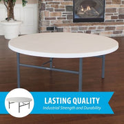 Lifetime 72" Round Commercial Grade Folding Table, White Granite