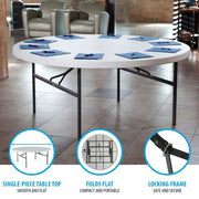 Lifetime 72" Round Commercial Grade Folding Table, White Granite