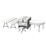 Lifetime Combo - (4) 60" Tables, (2) 8' Tables and (48) Folding Chairs, White Granite