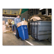 Rubbermaid Commercial BRUTE Recycling Rollout Trash Can with Hinged Lid, Blue (50 gal.)