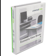 Universal® Slant-Ring Economy View Binder, White, 4 per Pack (Various Sizes)