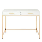 OSP Home Furnishings Alios Desk with White Gloss finish and Chrome-Plated Base