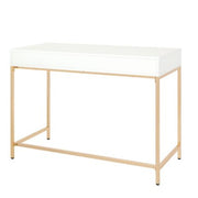 OSP Home Furnishings Alios Desk with White Gloss finish and Chrome-Plated Base