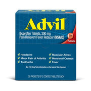 Advil Pain Reliever / Fever Reducer Coated Tablet, 200 mg. Ibuprofen (50 pk., 2 tablets/pk.)