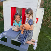 KidKraft Modern Outdoor Playhouse with Picnic Table, White