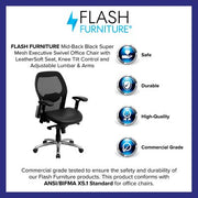 Ergonomic Mesh Office Chair with Black Leather Seat