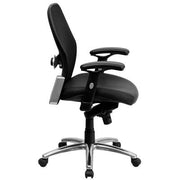 Ergonomic Mesh Office Chair with Black Leather Seat