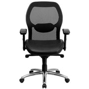 Ergonomic Mesh Office Chair with Black Leather Seat
