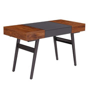 Techni Mobili Writing Desk with Coated Grey Steel Frame - Mahogany