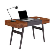 Techni Mobili Writing Desk with Coated Grey Steel Frame - Mahogany