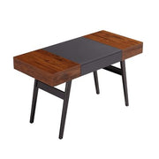 Techni Mobili Writing Desk with Coated Grey Steel Frame - Mahogany