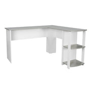Techni Mobili Modern L-Shaped Desk with Side Shelves, Grey