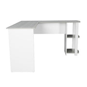 Techni Mobili Modern L-Shaped Desk with Side Shelves, Grey