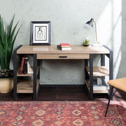 Urban Blend 60" Dual Shelf Wood Computer Desk with Power Strip - Driftwood