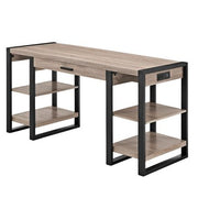 Urban Blend 60" Dual Shelf Wood Computer Desk with Power Strip - Driftwood