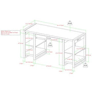 Urban Blend 60" Dual Shelf Wood Computer Desk with Power Strip - Driftwood