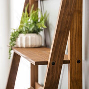 Frankie 68" Solid Wood Ladder Bookshelf - Brown
