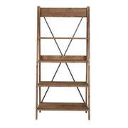 Frankie 68" Solid Wood Ladder Bookshelf - Brown