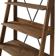 Frankie 68" Solid Wood Ladder Bookshelf - Brown