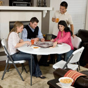Lifetime 48" Fold-in-Half Round Commercial Grade Table, White Granite 