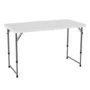 Lifetime 4' Fold-in-Half Adjustable Light Commercial Grade Table, White Granite 