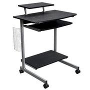 Techni Mobili Compact Computer Cart With Storage, Espresso